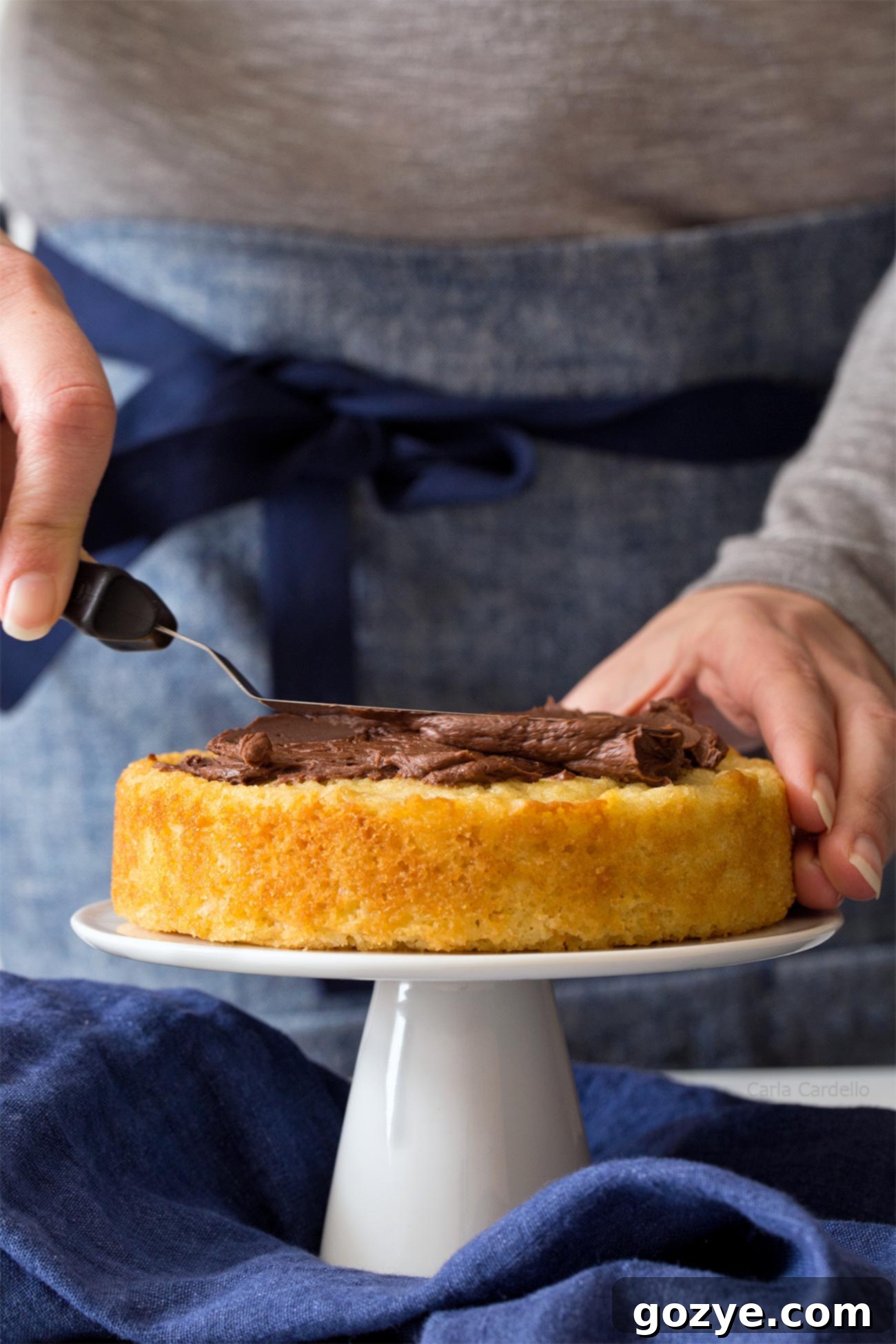 Small Batch 6 Inch Yellow Cake with rich chocolate frosting, perfectly portioned for two or a small group.