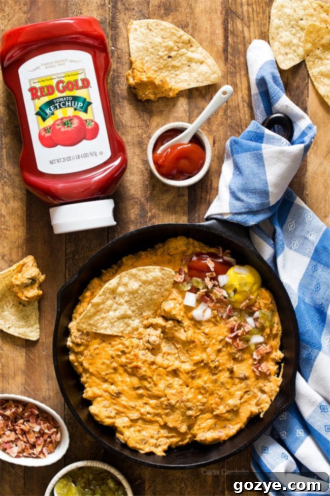 Adding Red Gold Tomato Ketchup and other condiments to ground beef for Bacon Cheeseburger Dip