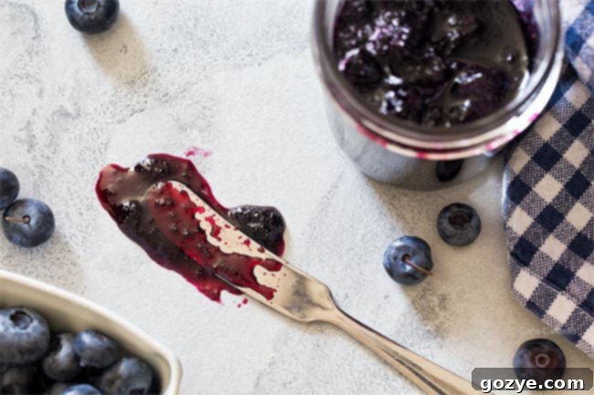 Homemade Blueberry Jam No Pectin Needed 5 Knife with blueberry jam
