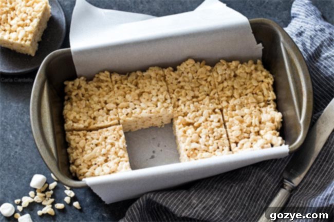 Personal Krispie Bites 5 Homemade Rice Krispie Treats with a square missing, showing the internal texture