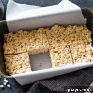 Personal Krispie Bites 6 Homemade Rice Krispie Treats with a square removed, illustrating the portioning.