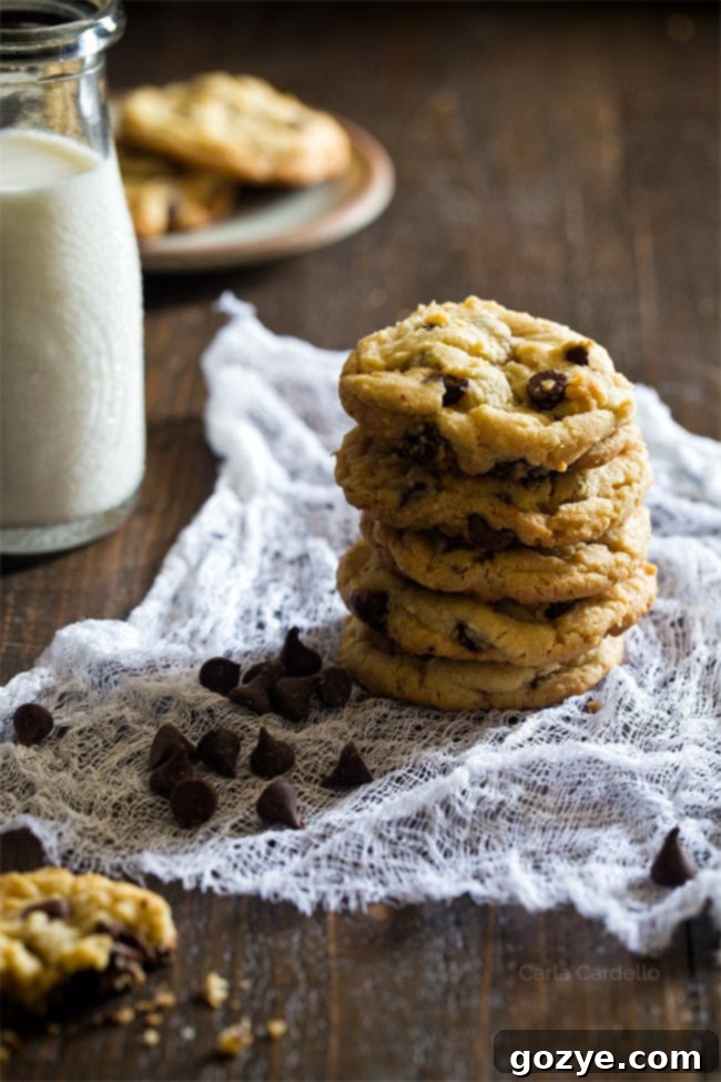 Stack of chocolate chip cookies