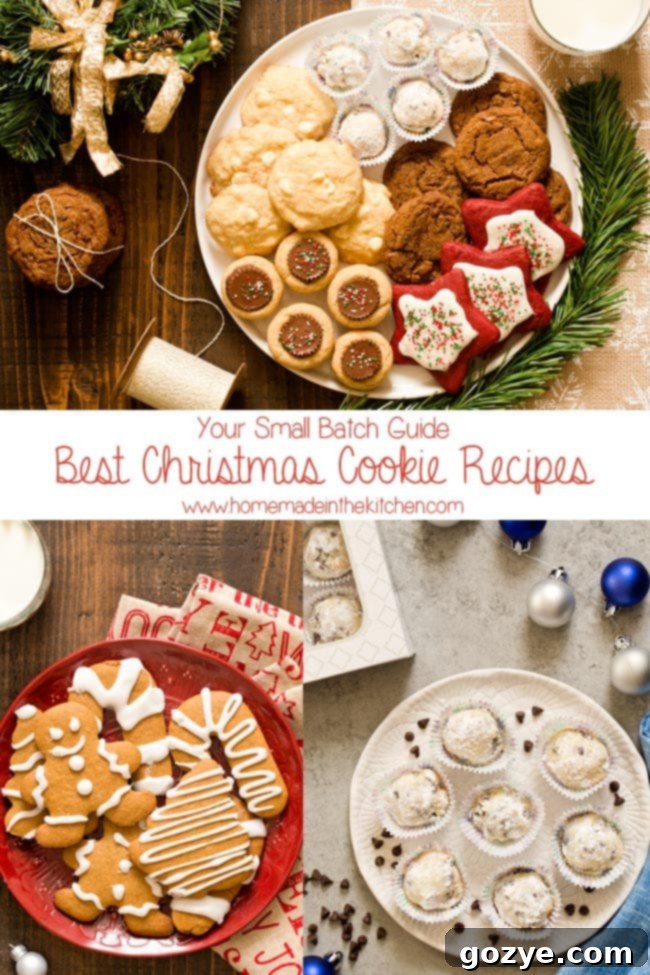 Assortment of festive small batch Christmas cookies ready for a holiday cookie tray