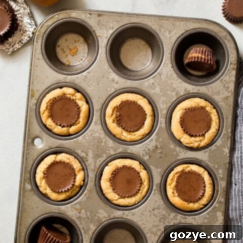 Small Batch Peanut Butter Cookie Cups with festive red and green sprinkles