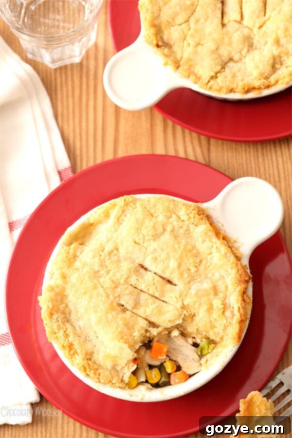 Chicken Pot Pie For Two baked in ramekins