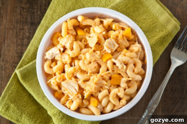 Buffalo Chicken Mac and Cheese recipe cooked on the stovetop