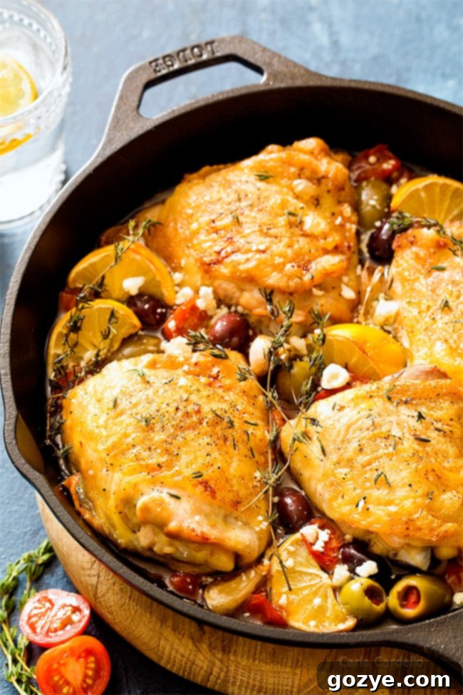 Mediterranean Chicken Thighs with olives and tomatoes