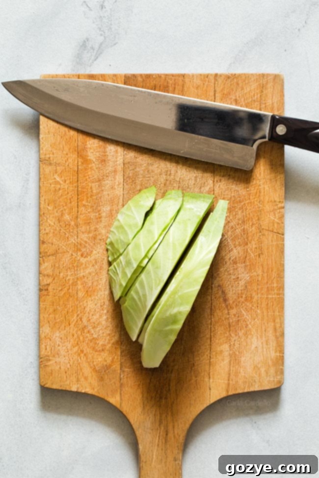 Cut cabbage into slices