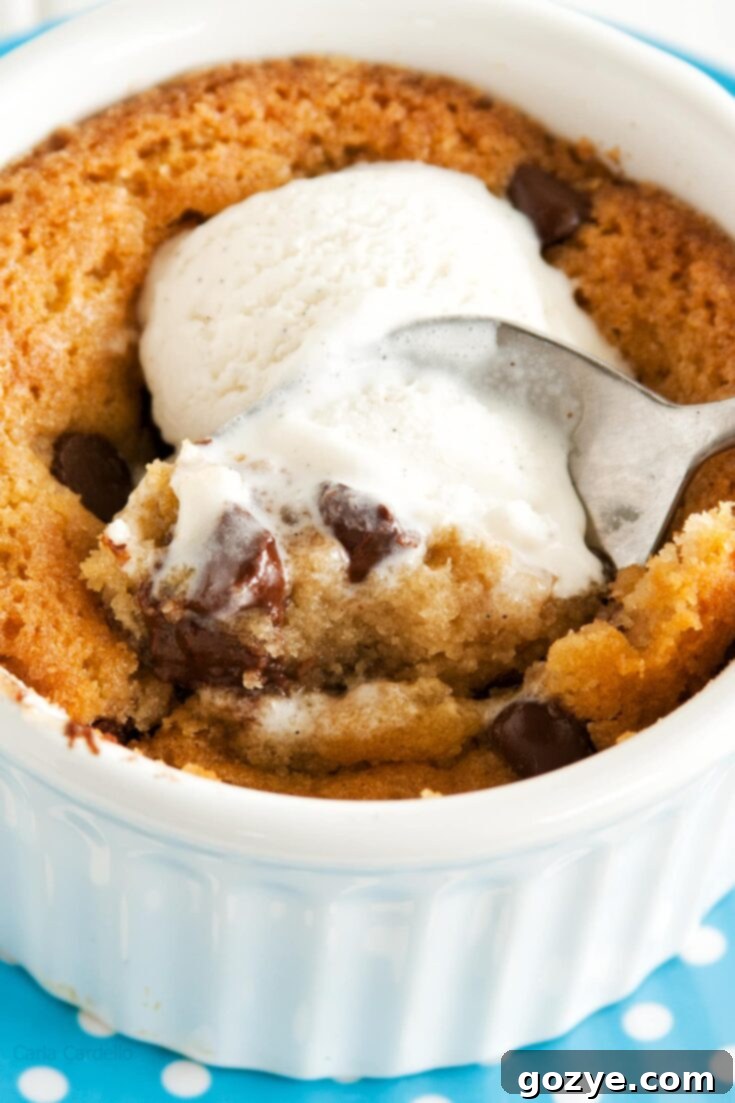 Single Serve Chocolate Chip Cookie in a ramekin