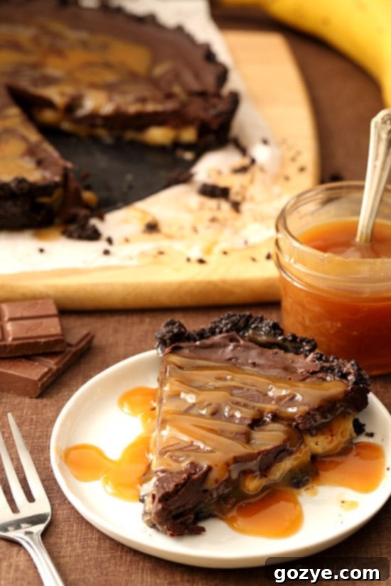 No Bake Chocolate Banana Caramel Tart