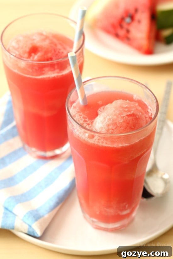 Watermelon Sorbet Floats