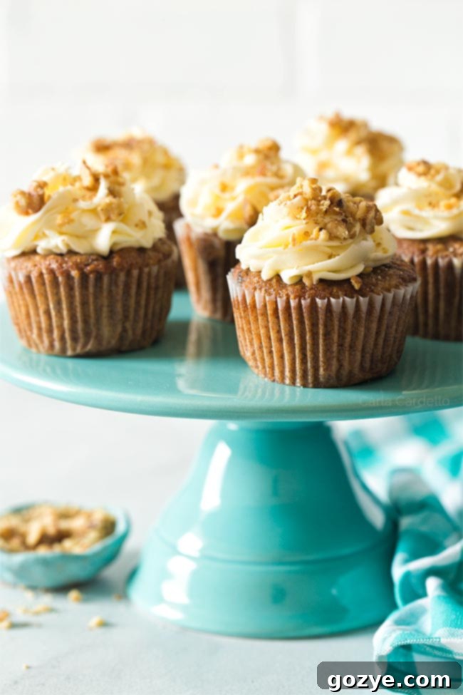 Carrot Cake Cupcakes on cake stand