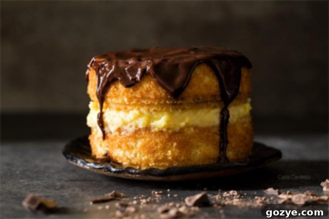 4 Inch Boston Cream Pie Cake For Two ready to be assembled