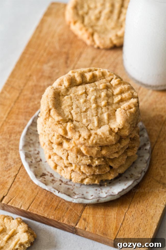 Pile of peanut butter cookies on a plate