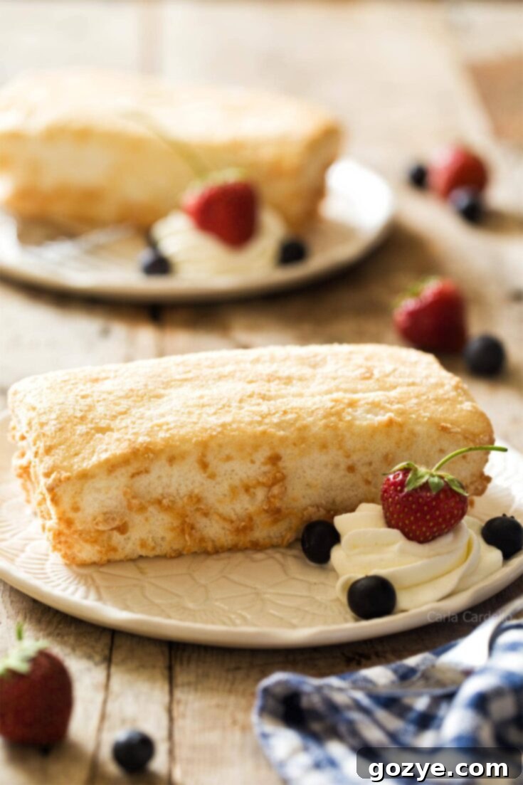 Charming Mini Angel Food Cakes baked in two mini loaf pans, ideal for three egg whites.