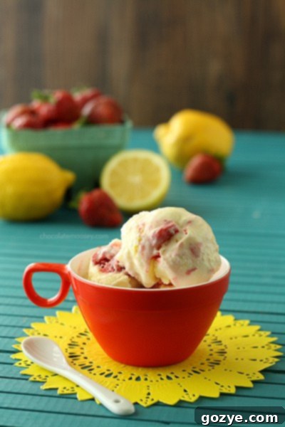 Strawberry Lemonade Ice Cream made with two egg yolks