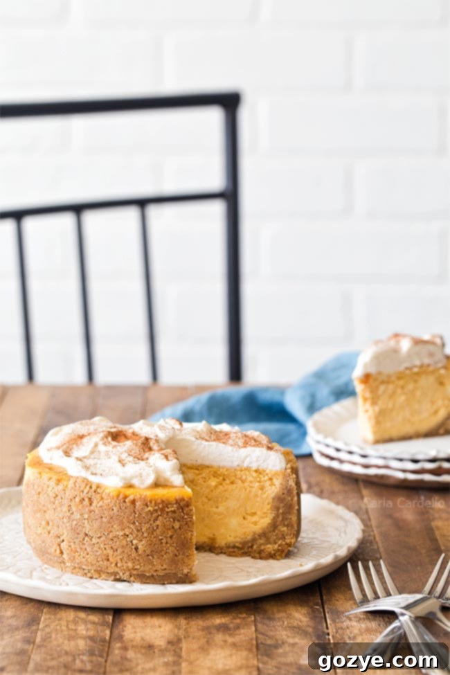 Small Pumpkin Cheesecake recipe, perfectly baked and ready to chill