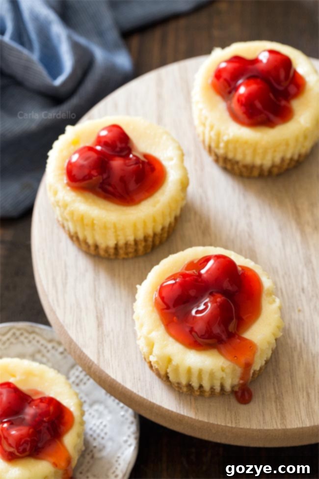 Mini Cheesecakes with cherry pie filling