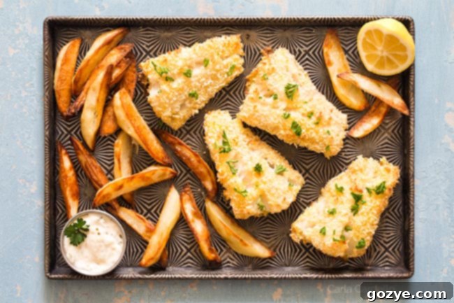 Baked Fish and Chips On Sheet Pan