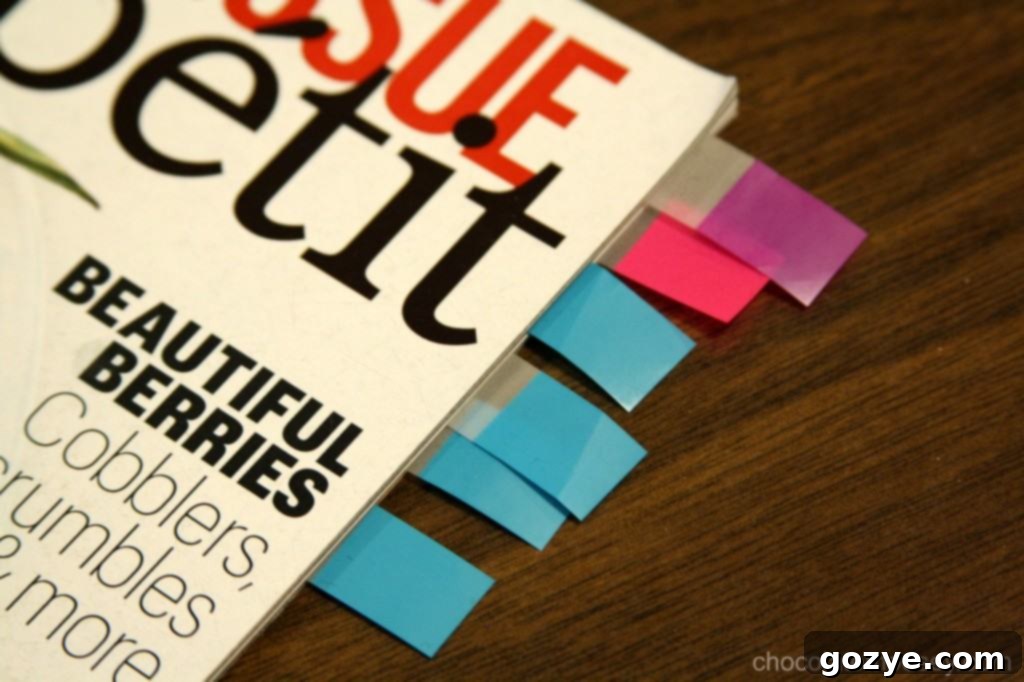 IMG_3425 Reusable tabs marking pages in a food magazine