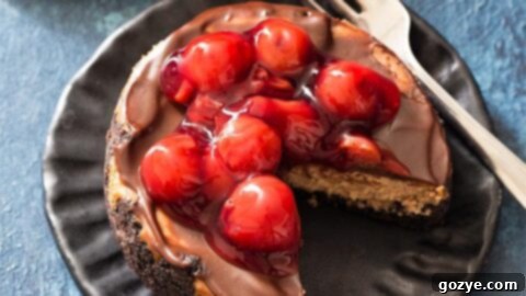 Mini Chocolate Cheesecake topped generously with cherry pie filling