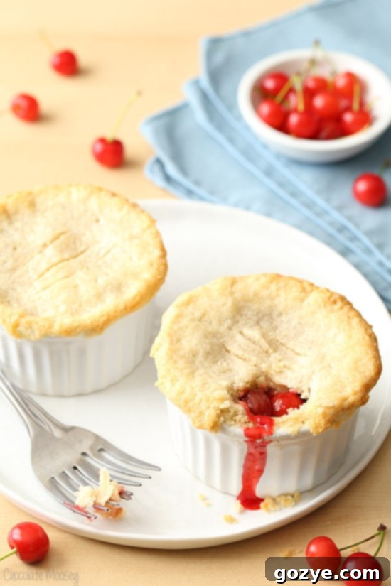 Cherry Pie For Two with homemade cherry pie filling and homemade pie dough, perfectly portioned for a small dessert