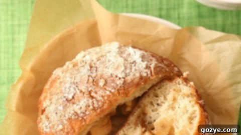 Fluffy apple filled doughnuts dusted with cinnamon and powdered sugar