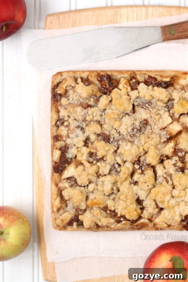 Delicious apple pie bars with a crumble topping, ready to be served