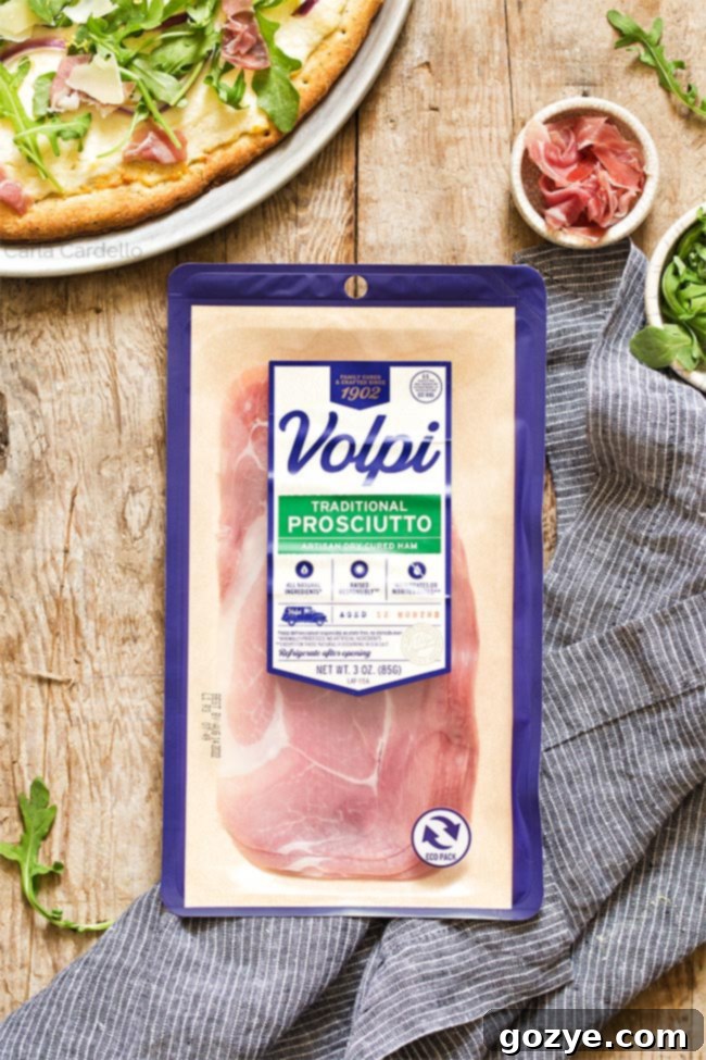 Prosciutto and Arugula Pizza 3 Package of Volpi Traditional Prosciutto