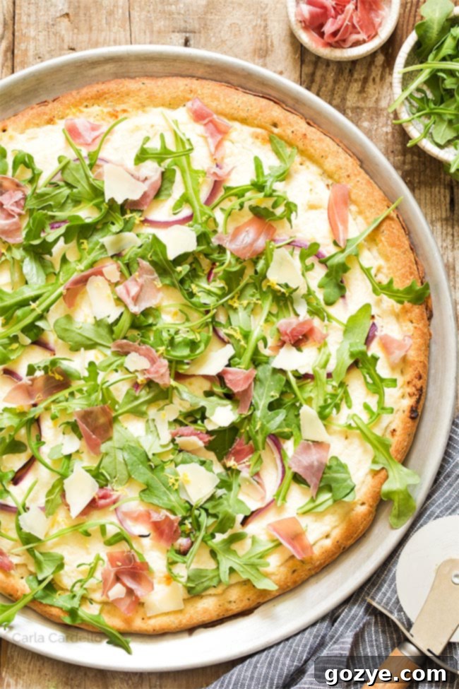 Prosciutto and Arugula Pizza 4 Close up of Arugula Prosciutto Pizza