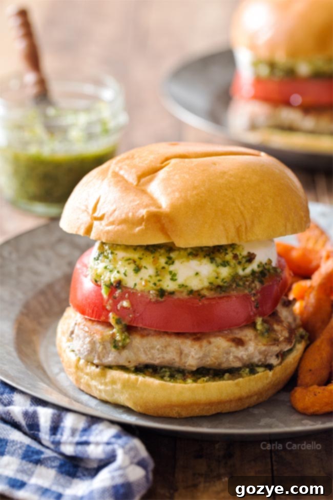 Pesto Turkey Burgers on a picnic plate