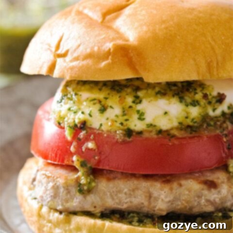 Close up of Pesto Burger