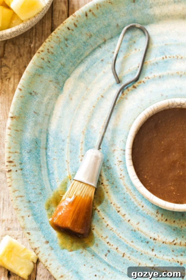 Brush with pineapple teriyaki sauce