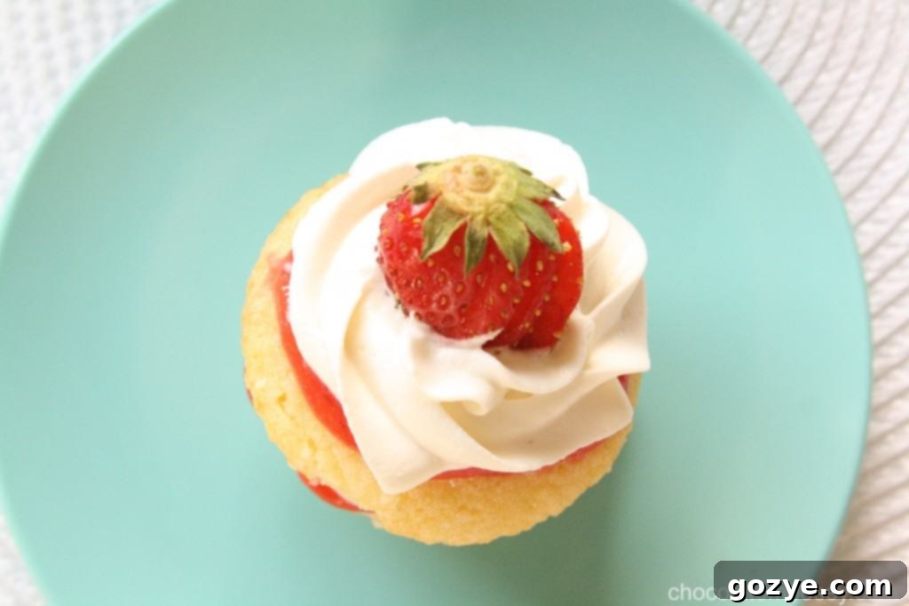 Assembled Strawberry Shortcake Cupcake ready to be served