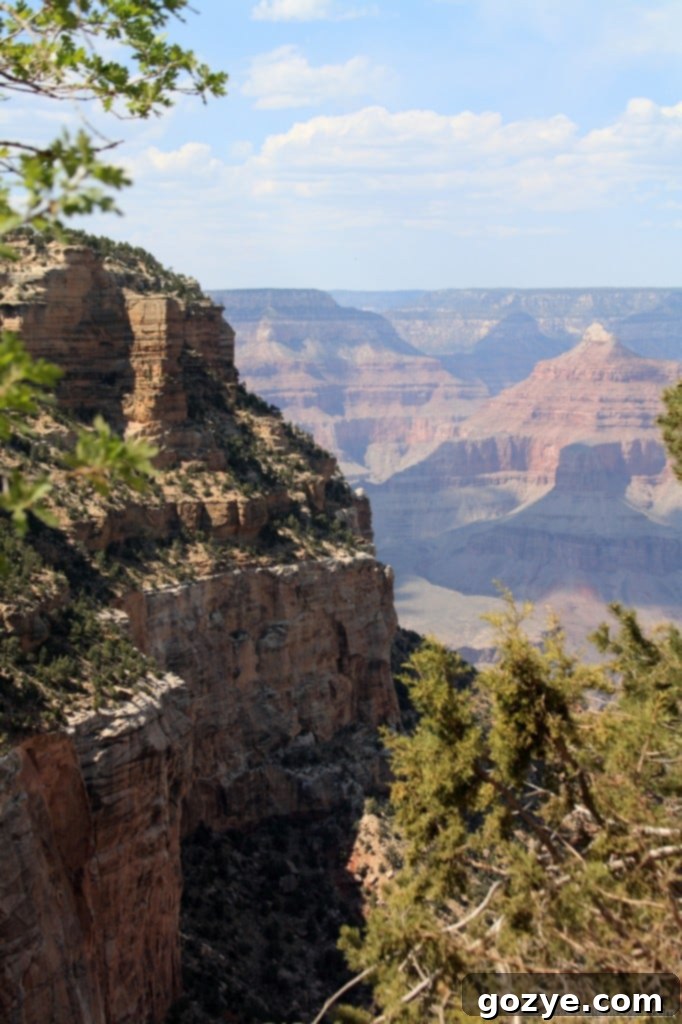 Intricate details of the canyon's layered rock, visible from a close viewpoint.