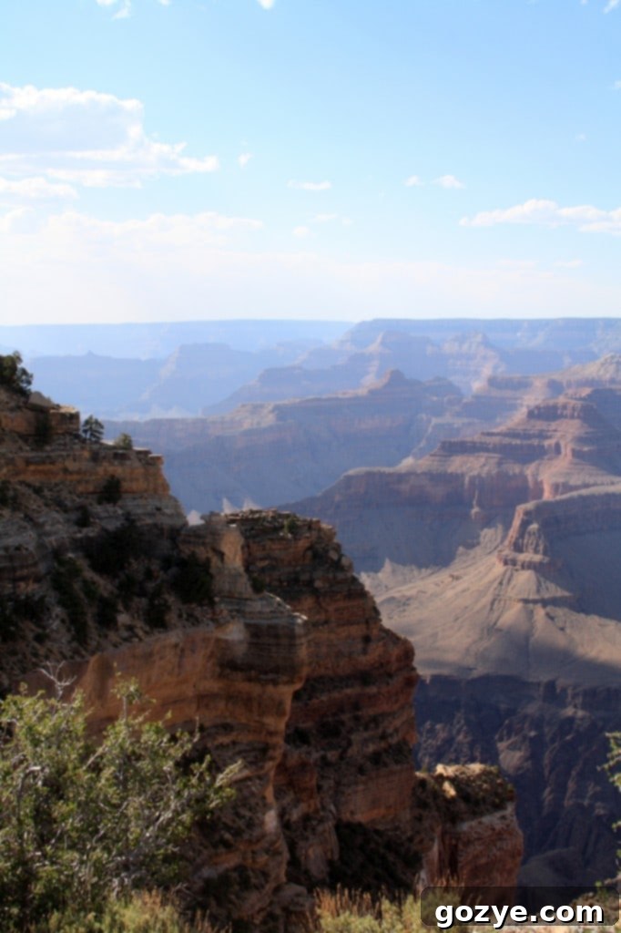 Detail shot of the Grand Canyon's colorful stratified rock.