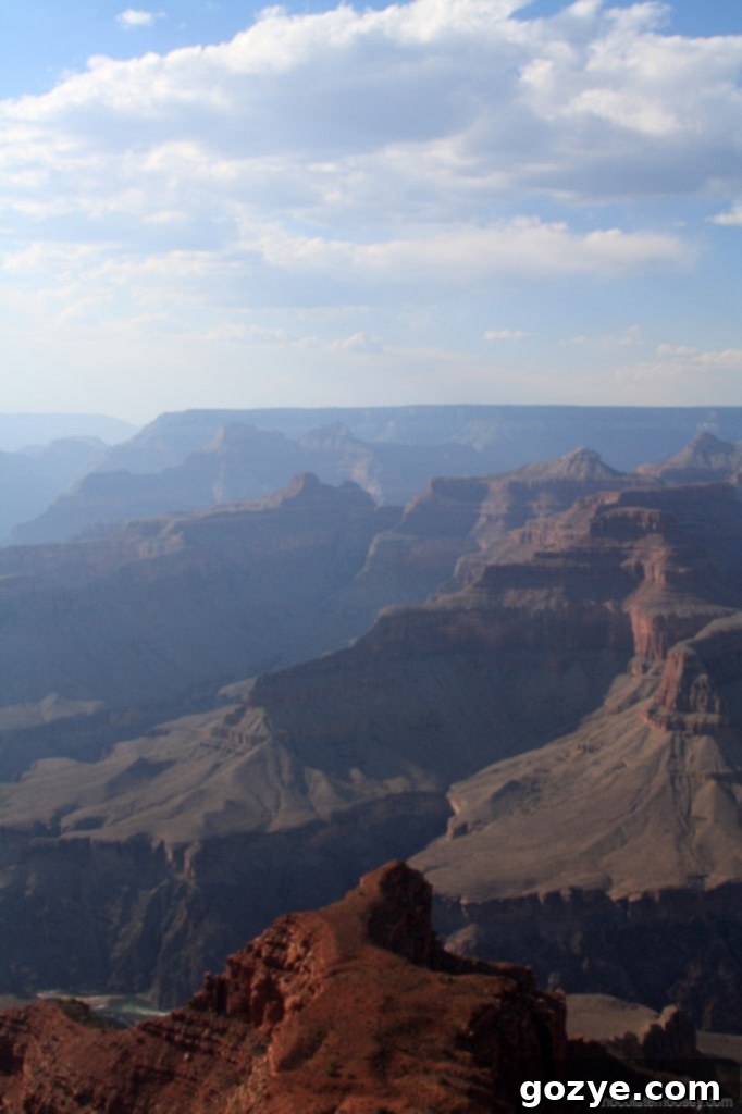 Another vertical shot of the Grand Canyon and the winding Colorado River.