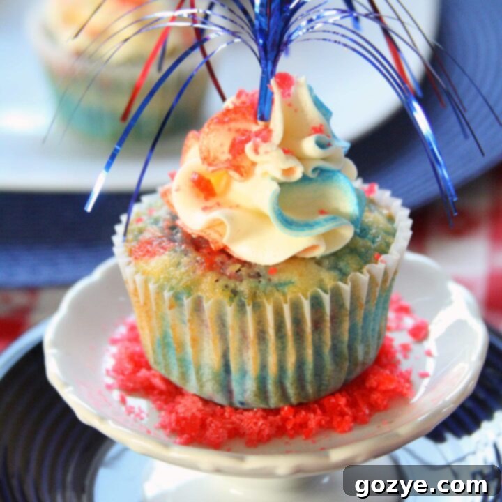 Red, White, and Blue Firecracker Cupcakes