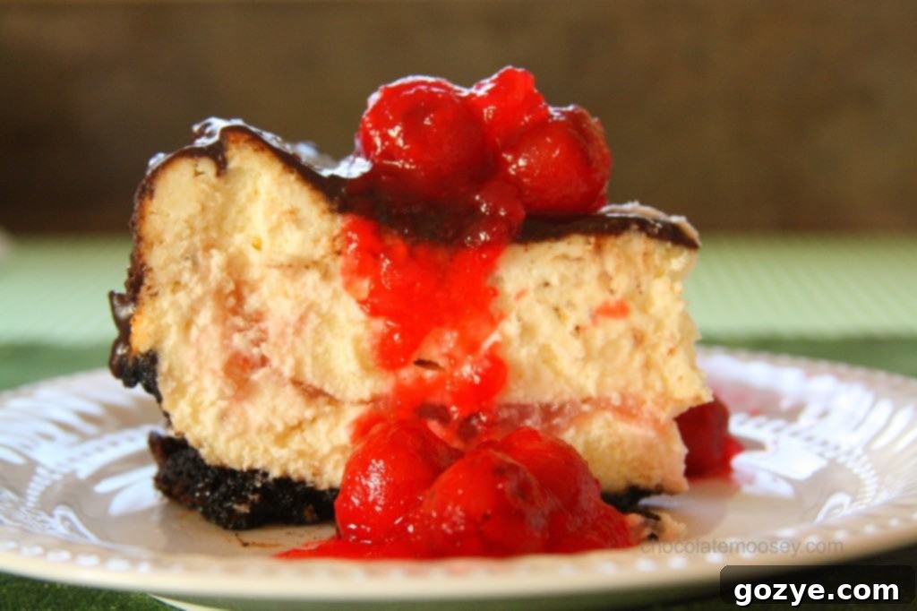 Cheesecake baking in the oven on a cookie sheet