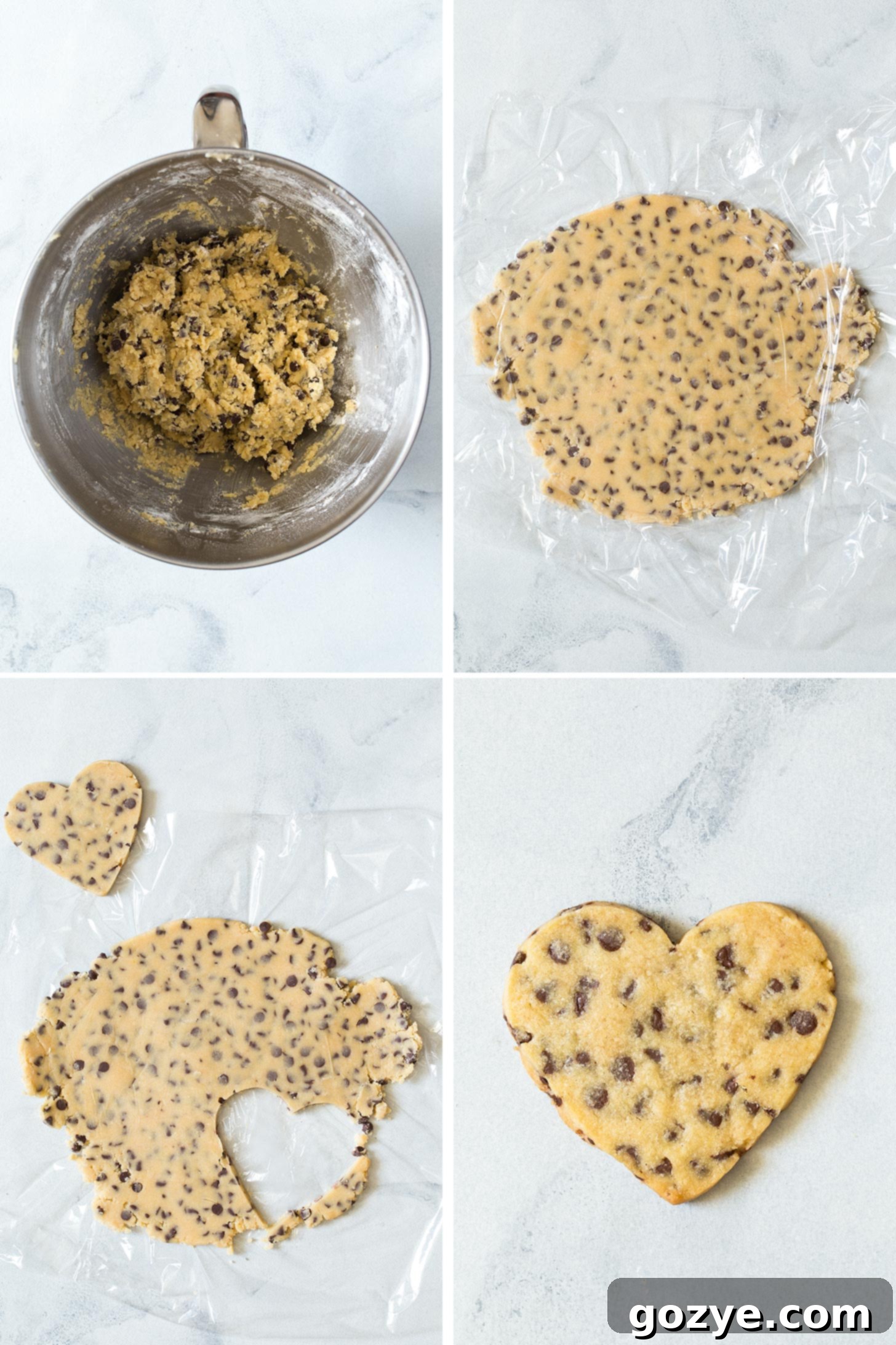 Step by step process of making chocolate chip cut out cookies