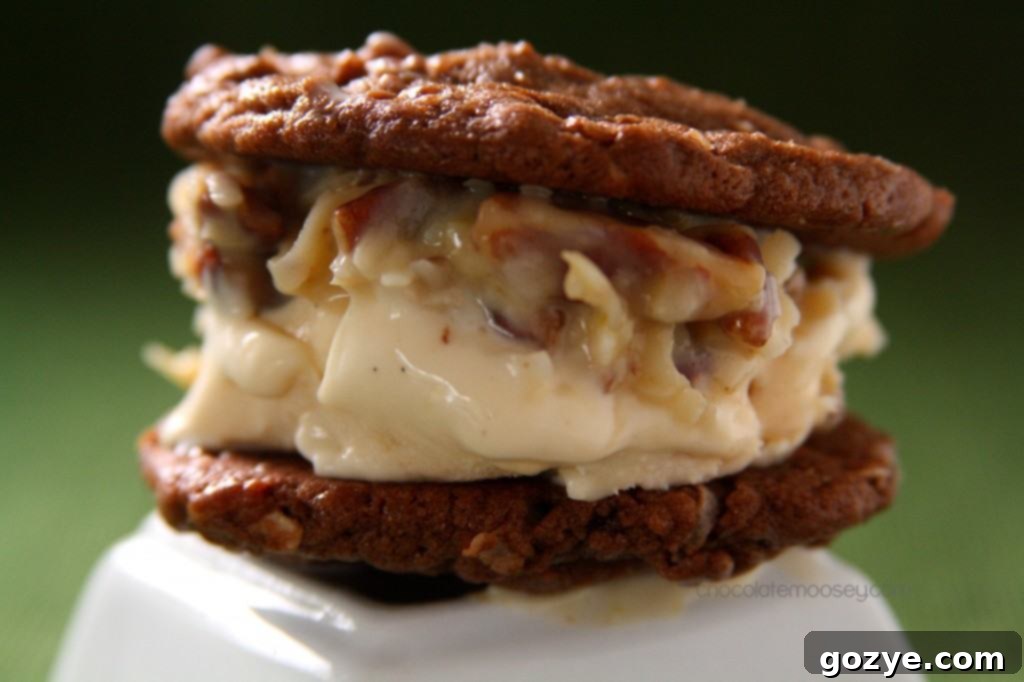 German Chocolate Ice Cream Sandwich Cookies in preparation