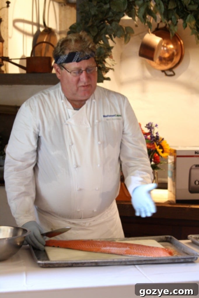 Chef Max Hansen demonstrating smoking salmon
