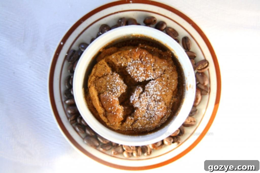 Another shot of Espresso Soufflé in a serving dish