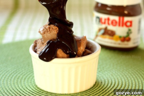 Nutella Ice Cream with Nutella hot fudge sauce