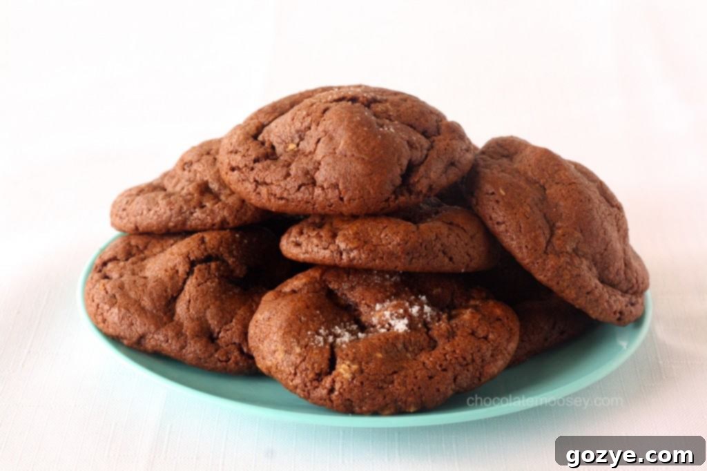 Close-up of a Peanut Butter-Stuffed Chocolate Cookie revealing the rich filling