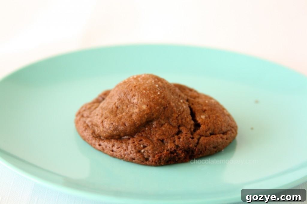 Two halves of Peanut Butter-Stuffed Chocolate Cookies showcasing the rich chocolate and creamy peanut butter