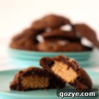 Recipe image for Peanut Butter-Stuffed Chocolate Cookies