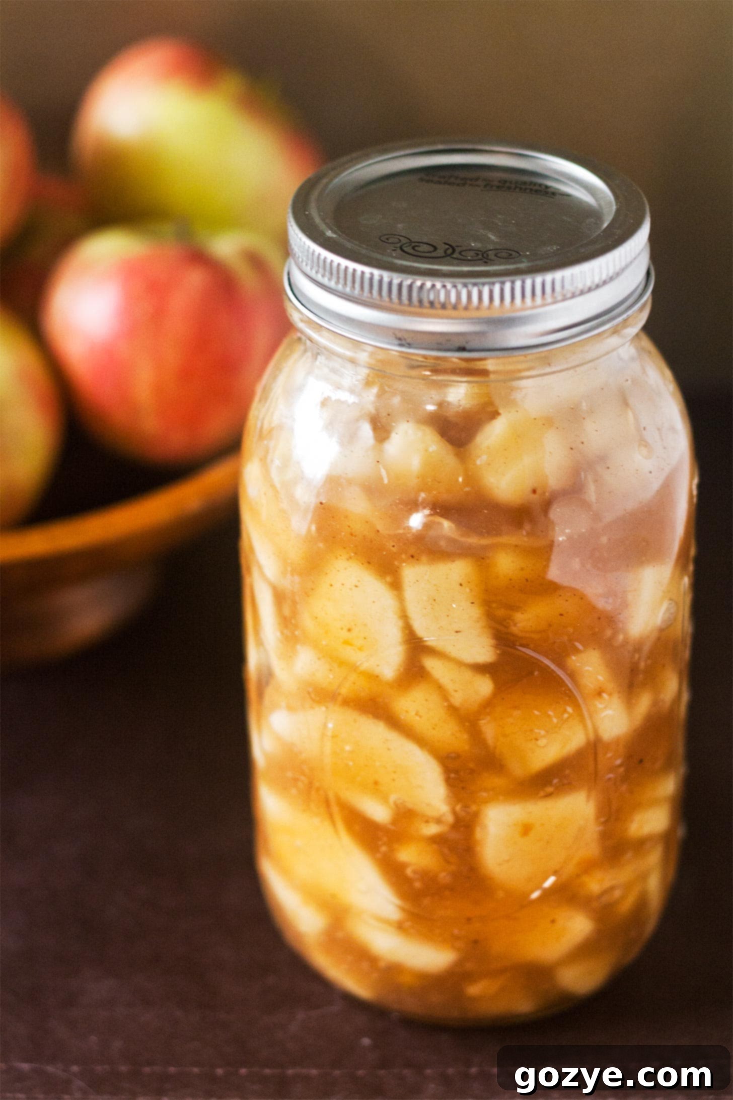 Apple pie filling in a mason jar