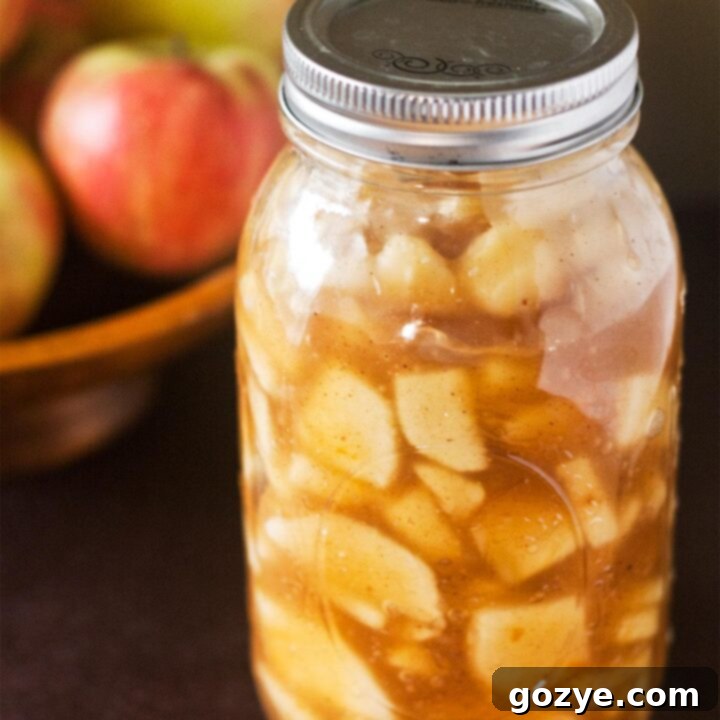 Homemade Apple Pie Filling in a mason jar
