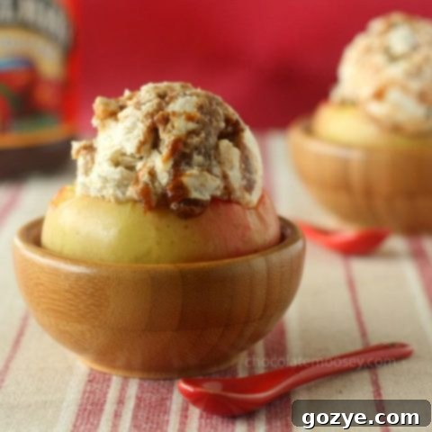 Apple Butter Cheesecake Ice Cream in Baked Apple Bowls, final presentation